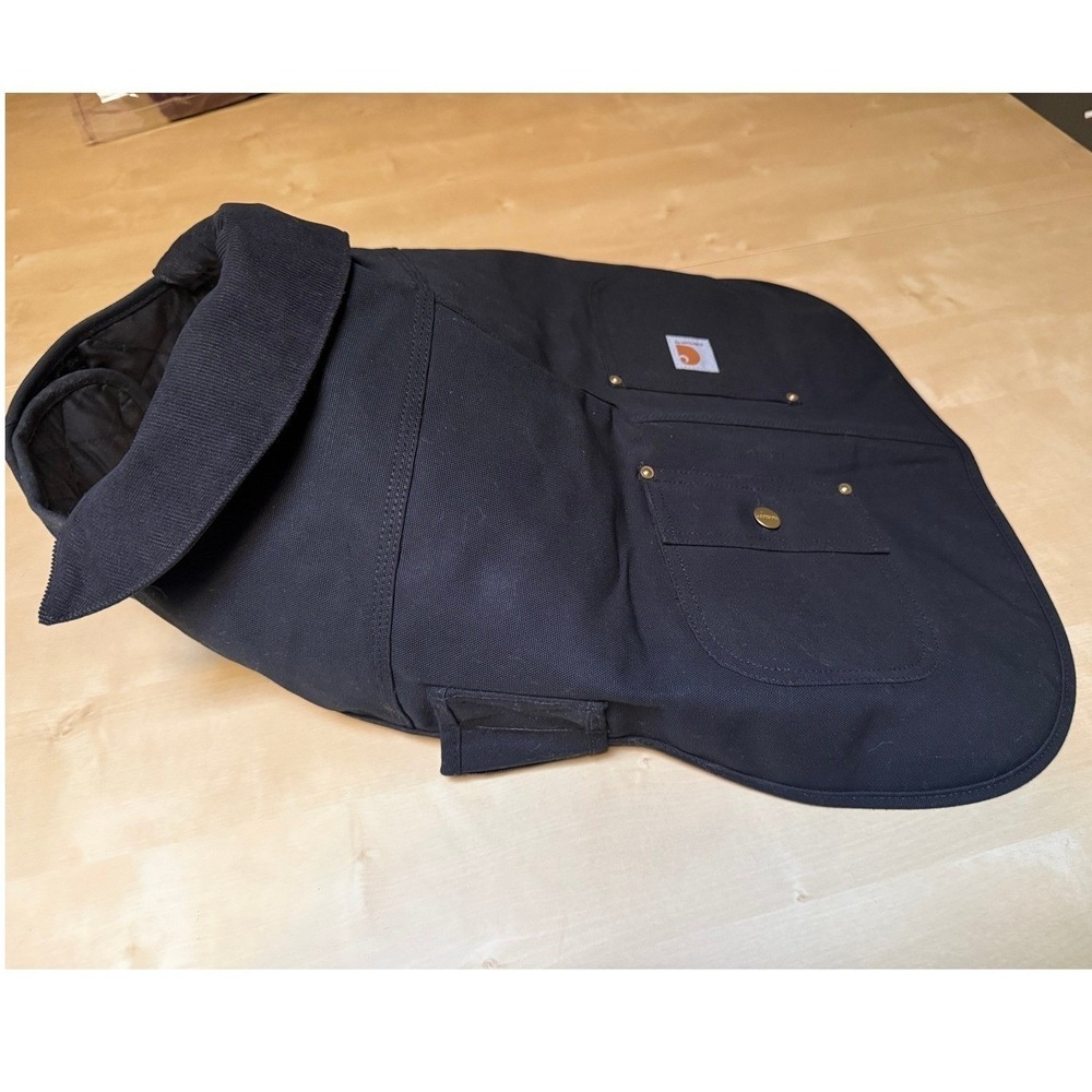 Carhartt Chore Dog Coat Black Cotton Duck Canvas Quilted Vest Large PX0340